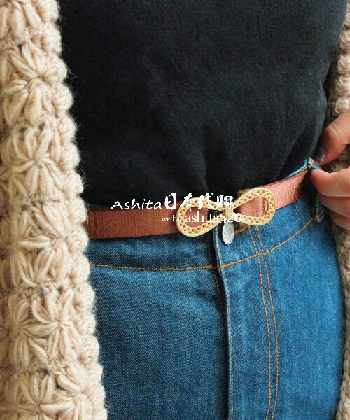 Japanese popularity four seasons Joker retro bow texture belt made in Japan