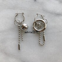 Japanese niche design asymmetric ring chain combination pendant earrings can be put together