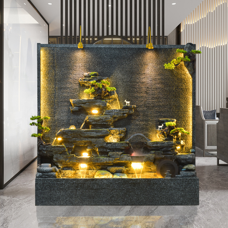 Water Curtain Wall, Water Feature Wall, Rockery, Flowing Water Fountain Ornaments, Hotel Office Screen Decoration, Courtyard Garden Landscaping