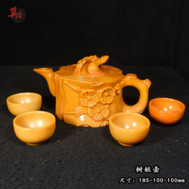Guilin Chicken Blood Jade Chicken Oil Yellow Teapot Collection for Tea Drinking Imperial Yellow Plum Blossom Tree Stump Tea Solitary Set Tea Set