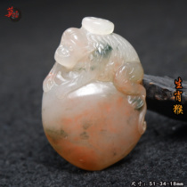 Guilin chicken blood jade zodiac monkey pendant ice red pendant unique and pretty carving original stone pendant imperial concubine material