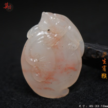 Guilin chicken blood jade zodiac monkey pendant imperial concubine material jade red raw stone pendant natural jade hand-carved pendant
