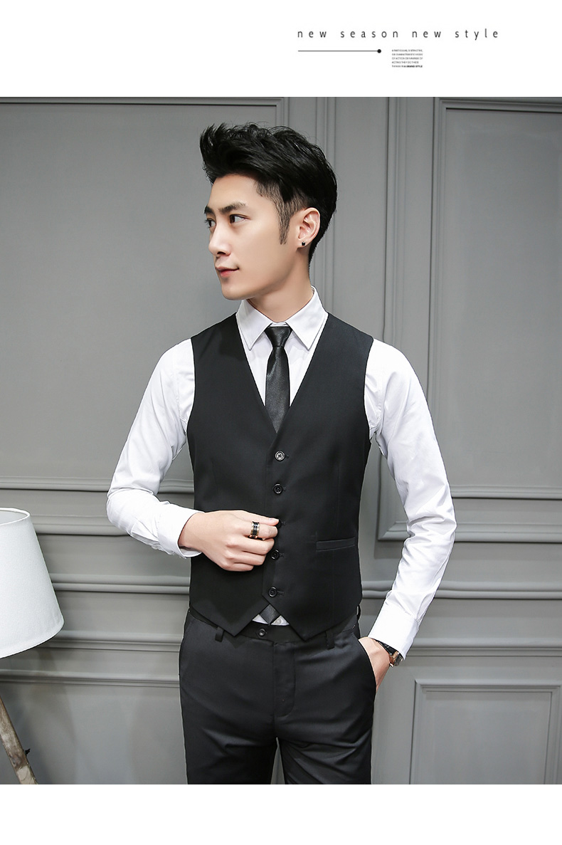 Ba mảnh phiên bản tiếng Hàn của bộ đồ vest nam đẹp trai tự tu trang phục chuyên nghiệp trang phục sinh viên đại học phù rể áo sơ mi nam