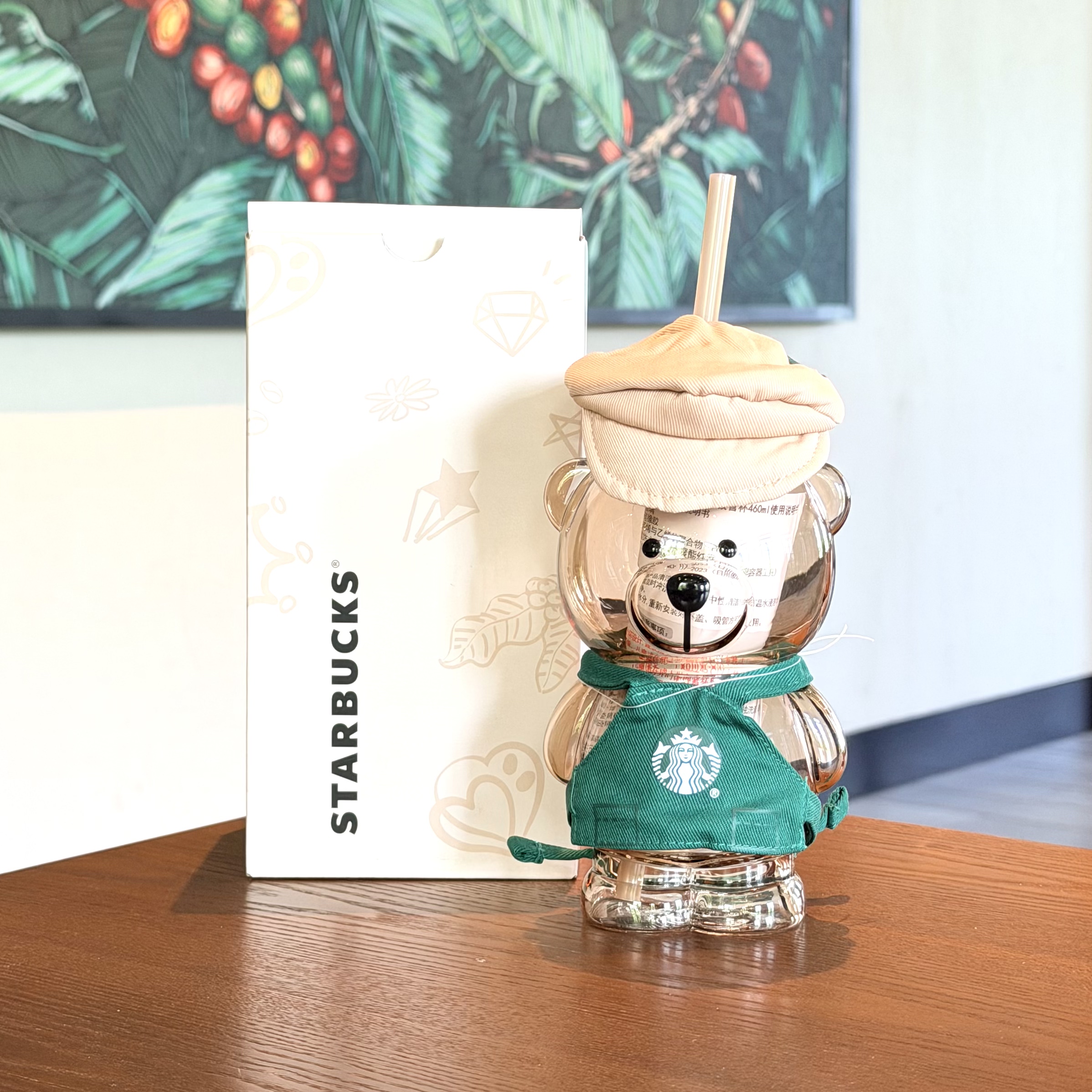 Starbucks, милая трубочка со стеклом, с маленькими медвежатами