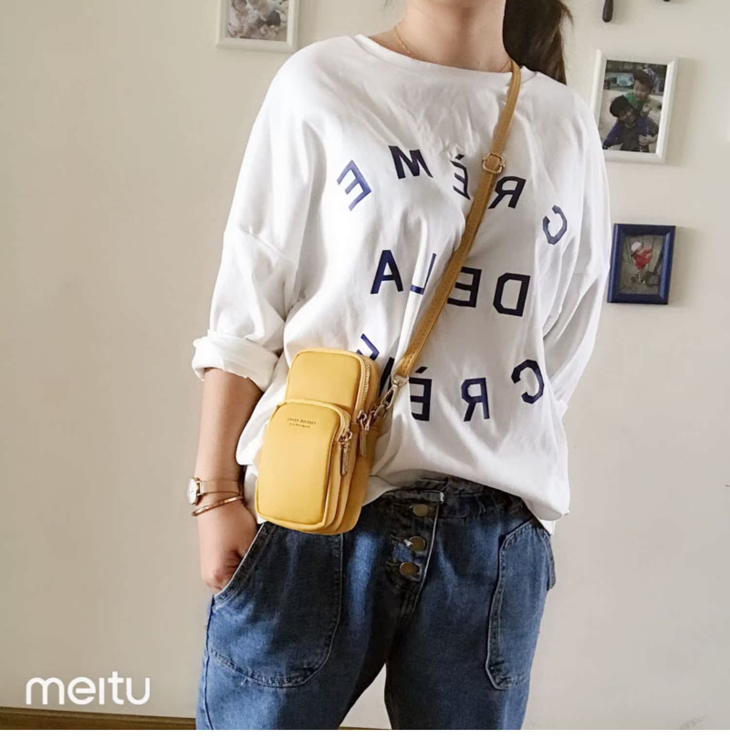 Túi xách nữ mới cho điện thoại di động Phiên bản tiếng Hàn của túi đeo chéo nhỏ đơn giản, túi đeo chéo nữ ba lớp dọc - Túi điện thoại túi coach nữ