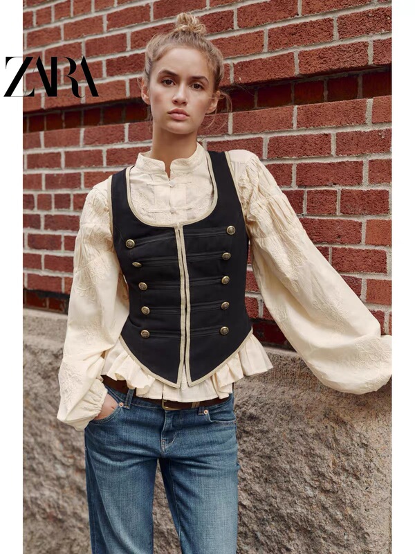 September Zara Domestic Genuine Product Purchasing Agent 8372264 Women's Color-Blocking Trim Rope Knot Vest 8372/264