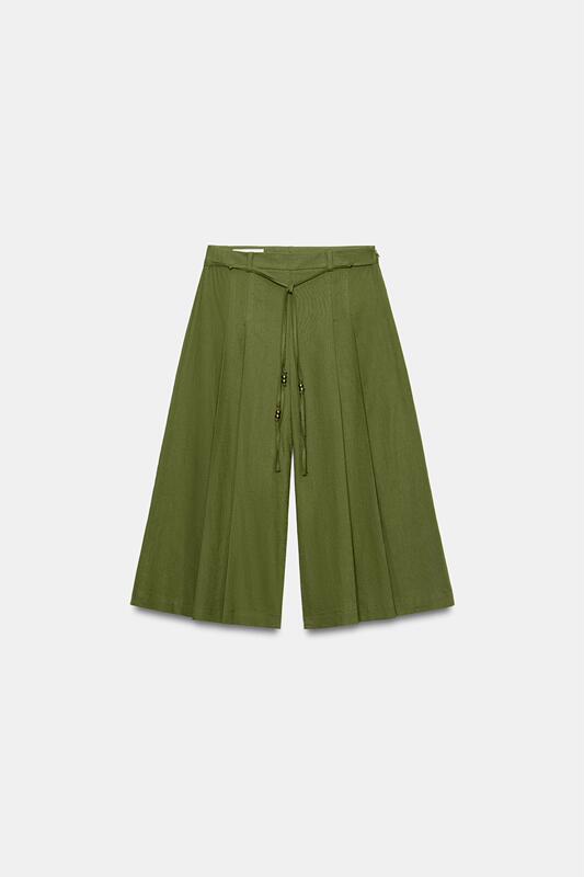 July Zara Domestic Genuine Product Purchasing Agent 7758/394 Women's Clothing Beaded Belt Long Casual Shorts 7758394