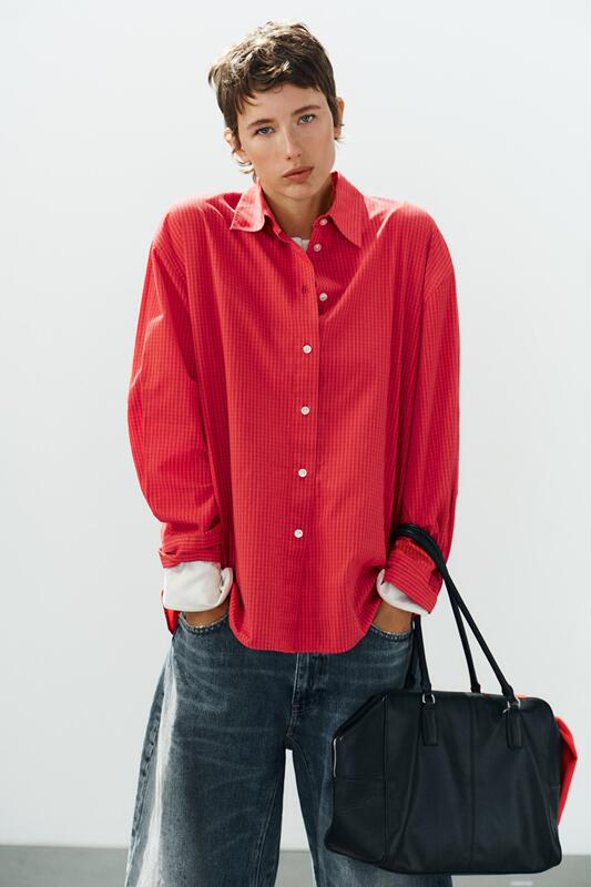 August Zara Domestic Genuine Product Purchasing Agent 0975007 Women's Clothing Plaid Poplin Loose Shirt 0975/007 August Zara Domestic Genuine Product Purchasing Agent 0975007 Women's Clothing Plaid Poplin Loose Shirt 0975/007