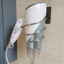 Bold stainless steel hair dryer rack Punch-free bathroom rack Paste storage wall-mounted barber shop hair dryer rack