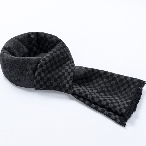 Middle-aged and elderly men's scarf winter dad and grandpa black thermal cotton old man brushed scarf middle-aged men's gift box