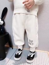 (Shake Grain Suede Pants) Children Spring Autumn Warm Pants Super Comfortable Ultra 100 Lap Soft Warm Out For Long Pants