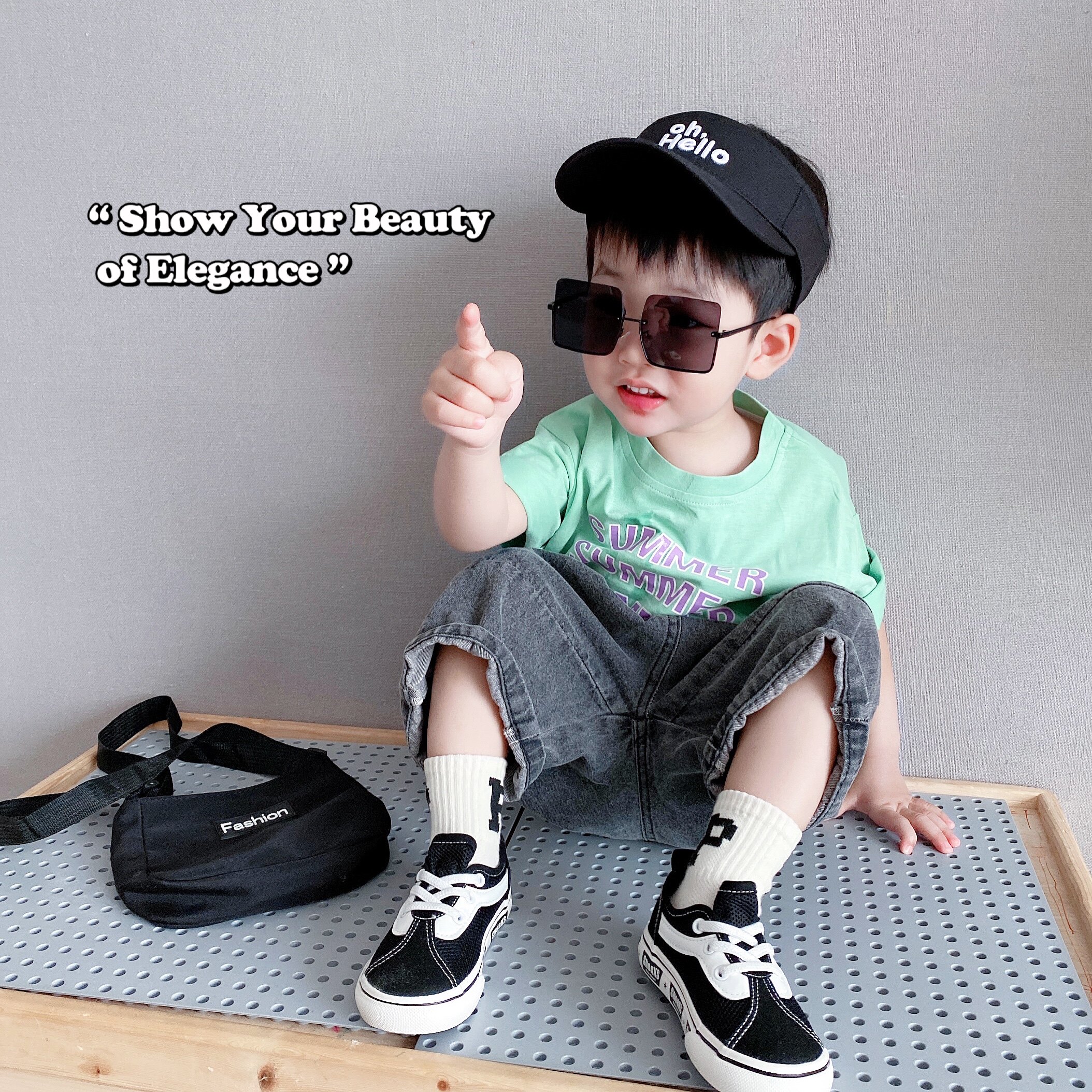 Brother Hao same style children's half-sleeved summer alphabet short-sleeved T-shirt Western style hit color candy color top