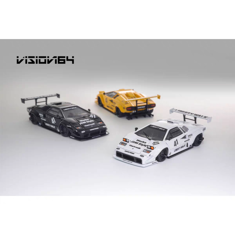 Lamborghini Countach Lp500 Lbwk Vision 1:64 Alloy Car Model with Flip-Up Lights