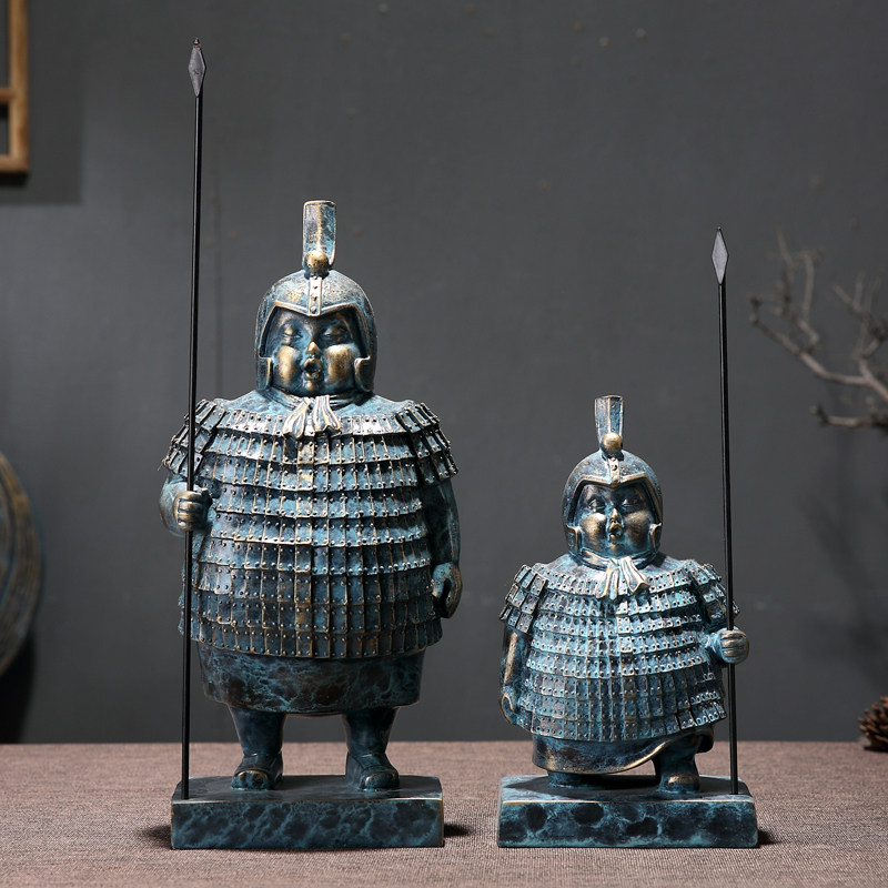 Terracotta Warriors New Chinese Home Living Room Bogu Rack Ornament Creative Wine Cabinet Decoration Small Craft Bookcase Decoration