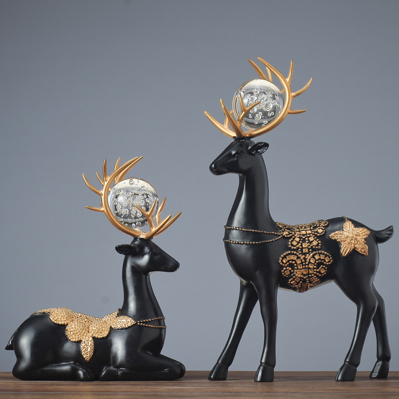 Crystal Ball Deer Chinese Decoration Living Room Wine Cabinet Decoration Modern Home Decoration Study Bogu Frame Handicrafts