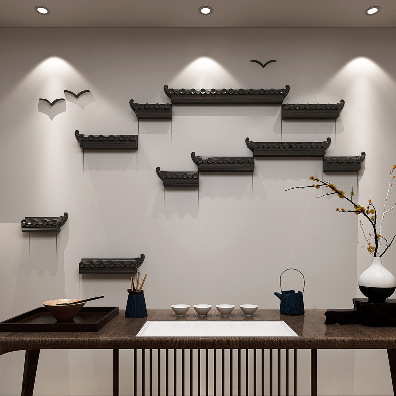 New Chinese porch decoration living room wall decoration sofa background wall pendant restaurant wall three-dimensional wall decoration