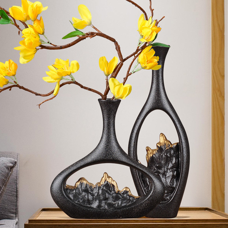 Zen Chinese dry vase ornaments creative ornaments ceramic flower arrangement knick-knacks modern light luxury living room home
