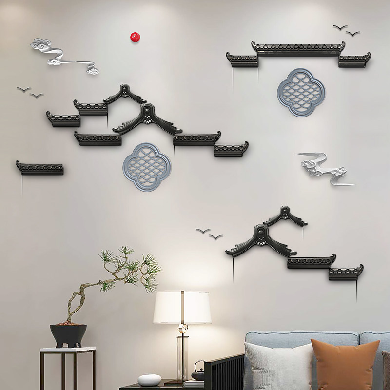 New Chinese TV background wall Zen hanging decoration tea room porch wall decoration creative wall pendant Chinese style