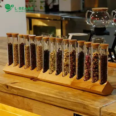 Tea glass test tube tea display stand coffee cooked beans raw beans sample rack cafe bar decoration rack ornaments