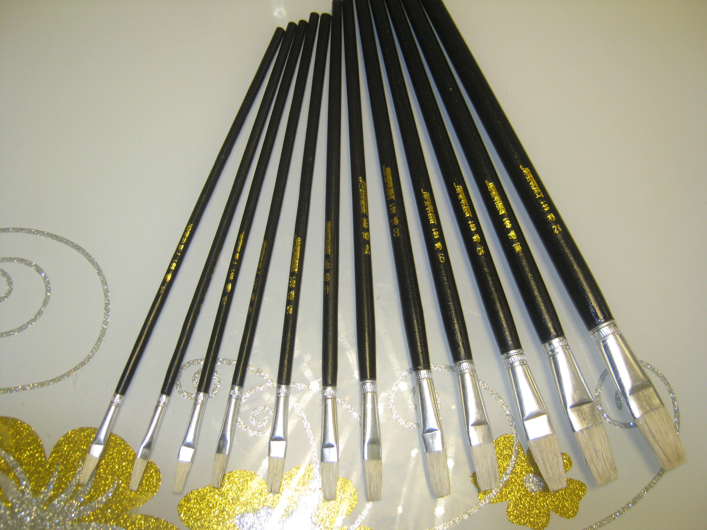 Row pen oil brush single pig hair gouache pig bristle paint flat head small brush set industrial glue water hair sweep