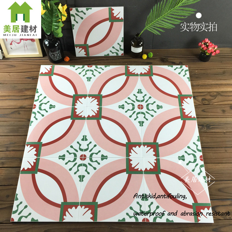 Eurostyle Art Flower Brick 30x30 Teenage Girl Powder Wall Floor Tiles Kitchen Necropolis Pink Handmade Brick folk Tile Flowers pieces