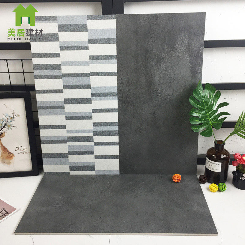 Gray cement antique tile 300x600 Nordic black and white matte powder room non-slip kitchen retro floor tile