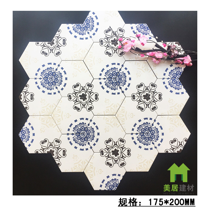 Blue and white features hexagonal tiles tiles tiles tiles dressing room floor tiles bedroom wall background wall tiles black and white gray