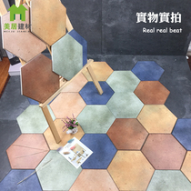  Hexagonal brick Antique pattern multicolored retro tile 260×300 ground brick Restaurant bar living room scene brick