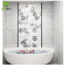  Nordic bathroom tiles Balcony black and white tiles hexagonal tiles Kitchen simple modern bathroom hexagonal wall tiles