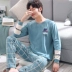 Bộ đồ ngủ nam mùa xuân và mùa hè cotton dài tay XL mẫu nam mùa thu và mùa đông có thể mặc bên ngoài bộ đồ dịch vụ gia đình bộ đồ ngủ 2 dây Bộ Pajama