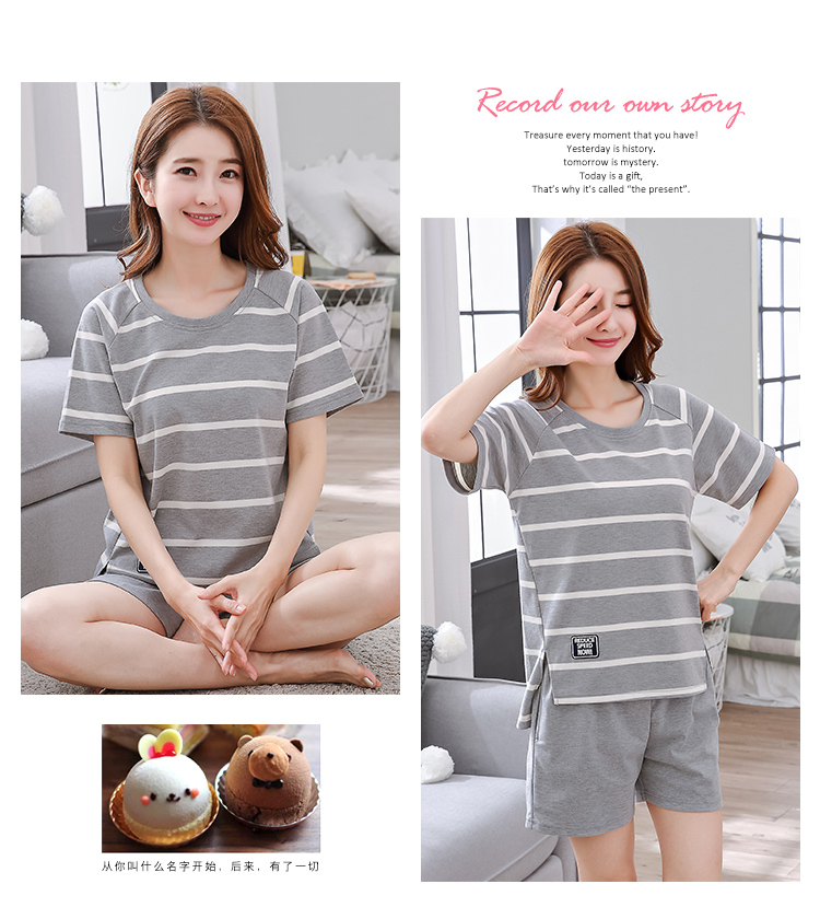 Mùa hè đồ ngủ của phụ nữ cotton ngắn tay quần short dễ thương thể thao cotton phim hoạt hình có thể mặc bên ngoài quần áo phù hợp với mùa xuân và mùa thu mô hình