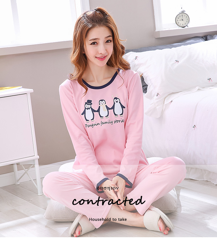 Bộ đồ ngủ ít cotton mùa hè dài tay mỏng có thể mặc bên ngoài hai bộ quần áo mùa xuân và mùa thu dễ thương tại nhà đồ ngủ nam