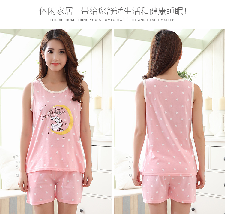 Mùa hè không tay cotton vest đồ ngủ kích thước lớn của phụ nữ mỏng quần short dễ thương bông mùa xuân và mùa thu Hàn Quốc dịch vụ nhà