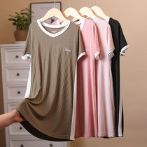 mi pink fruit double-sided woven modal childrens nightgown thin girl short-sleeved girls pajamas home dress