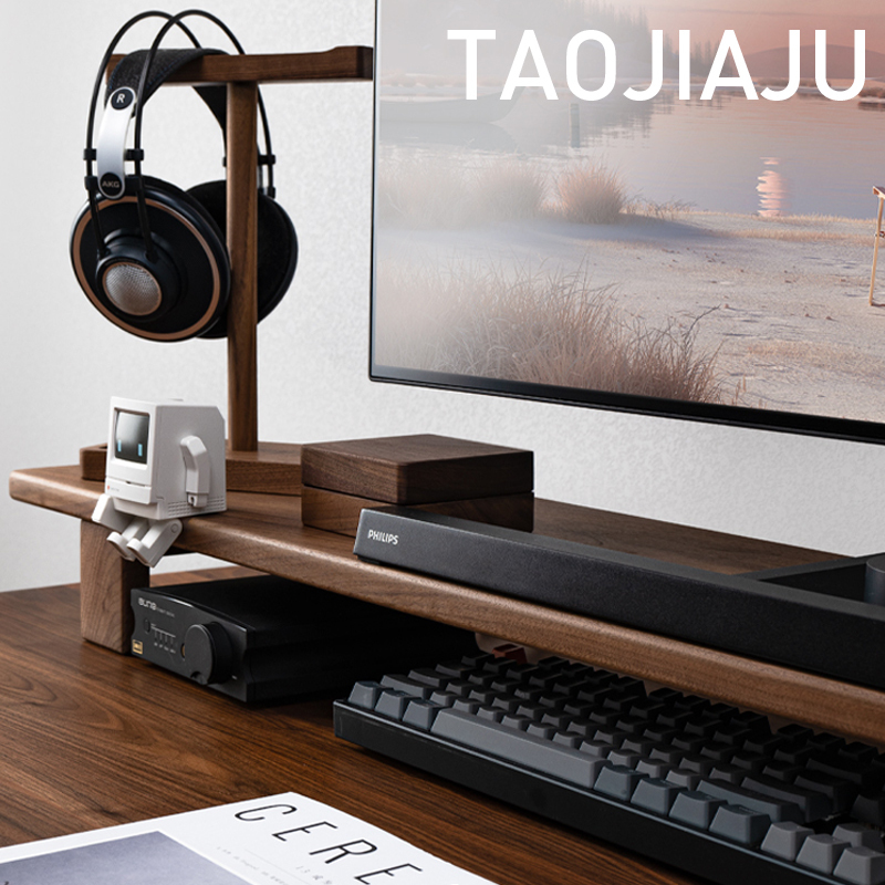 Computer Monitor Riser Office Desk Shelf Storage Rack Solid Wood Organizer Bracket Laptop Support Stand