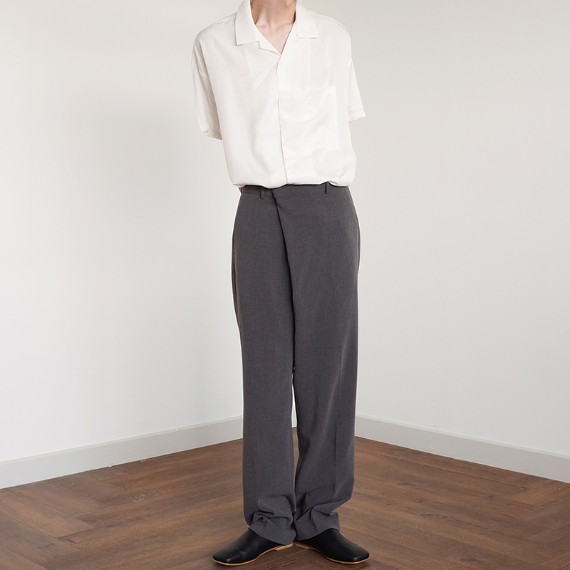 COLN homemade Korean ins niche design item simple Korean style basic color oblique placket loose casual trousers men