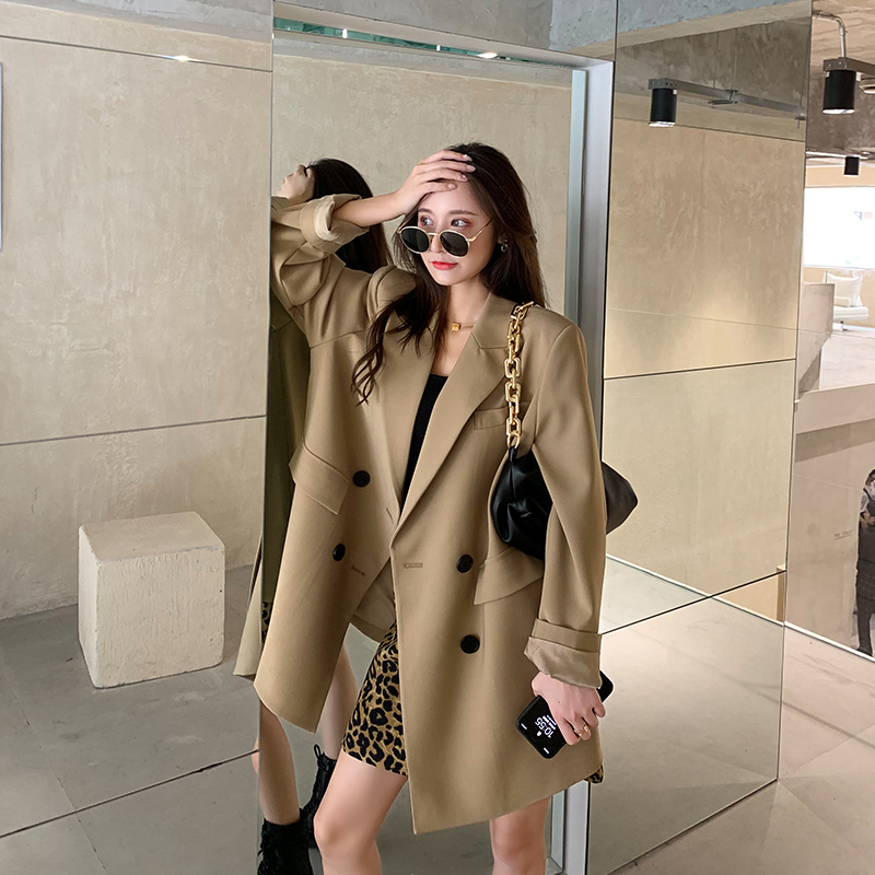 High-grade khaki blazer Women's Spring and Autumn New Korean loose casual suit top