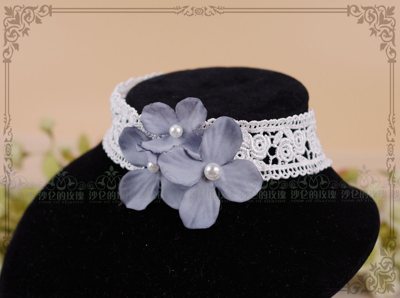 Original * Lectric Flowers Dream * Ziyang Flower Lolita Daily Brief Lace Neck Decoration Choker Bicolor Optional
