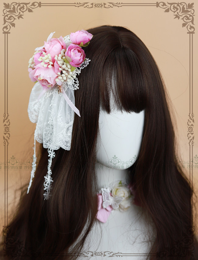 Original * Spanish Princess's Birthday * Gorgeous Flower Lace Multi-use Flower Pill Headdress Lolita Tea Party