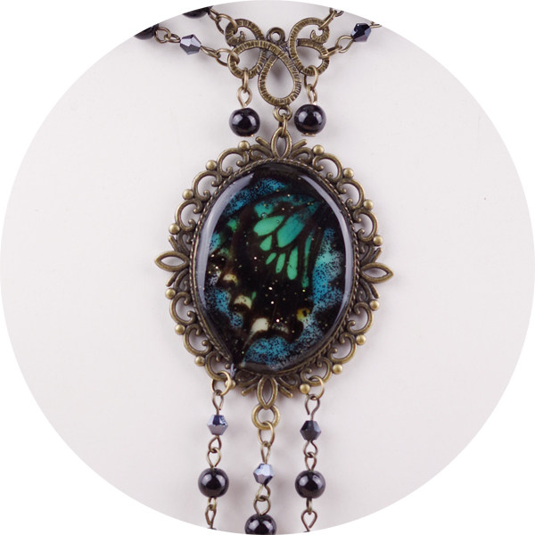 Dark Night Butterfly Wings Butterfly Wings Length Dual-use Drop Glue Necklace-Gothic Wind Lolit Accessories Wool necklace