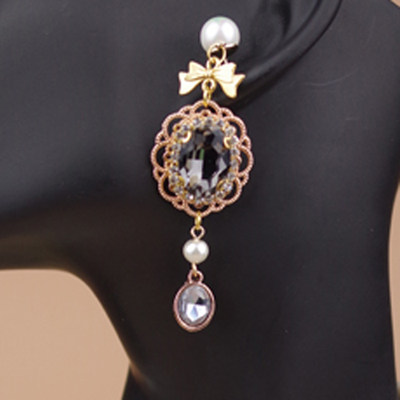 Original * Cinderella * gorgeous palace gem pearl earrings retro Lolita tea will be accessories