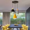 Modern simple dining chandelier Solid wood aluminum creative color hotel cafe bar table single three 3-head chandelier