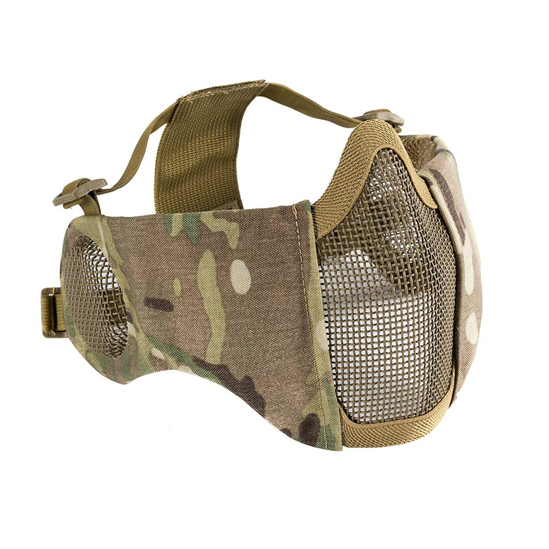 Outdoor tactical wire mask face protection ear protection mask real person CS breathable half face mask