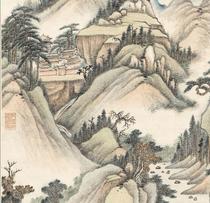 Qing Ai Xinju Luo Yongrong Painting Autumn Temple Mingquan Axis electronic picture decoration inkjet identification copy material