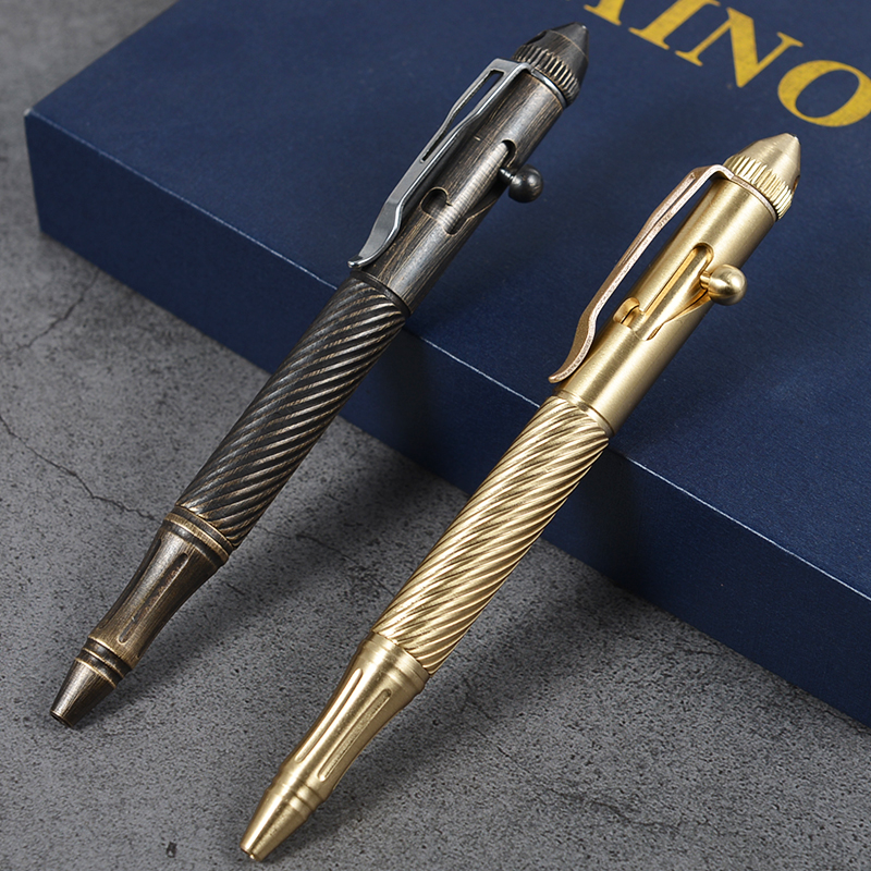 Multi-function metal brass aluminum alloy pen signature pen gun embolism tactical pen tungsten head engraved neutral pen