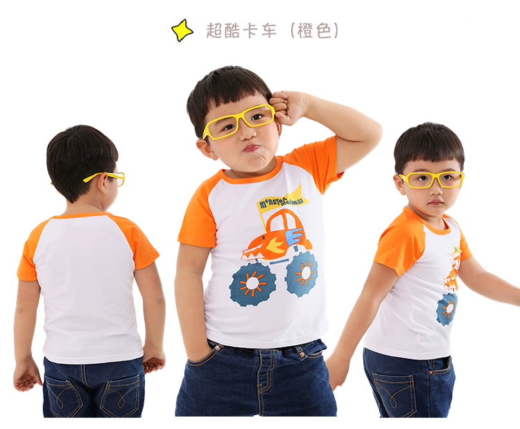 Quần áo trẻ em mới 2018 trẻ em mùa hè của t-shirt ngắn tay nam cotton boy mùa hè Hàn Quốc phiên bản của áo sơ mi nữ bé Wang Wang đội đồ bộ cho bé gái