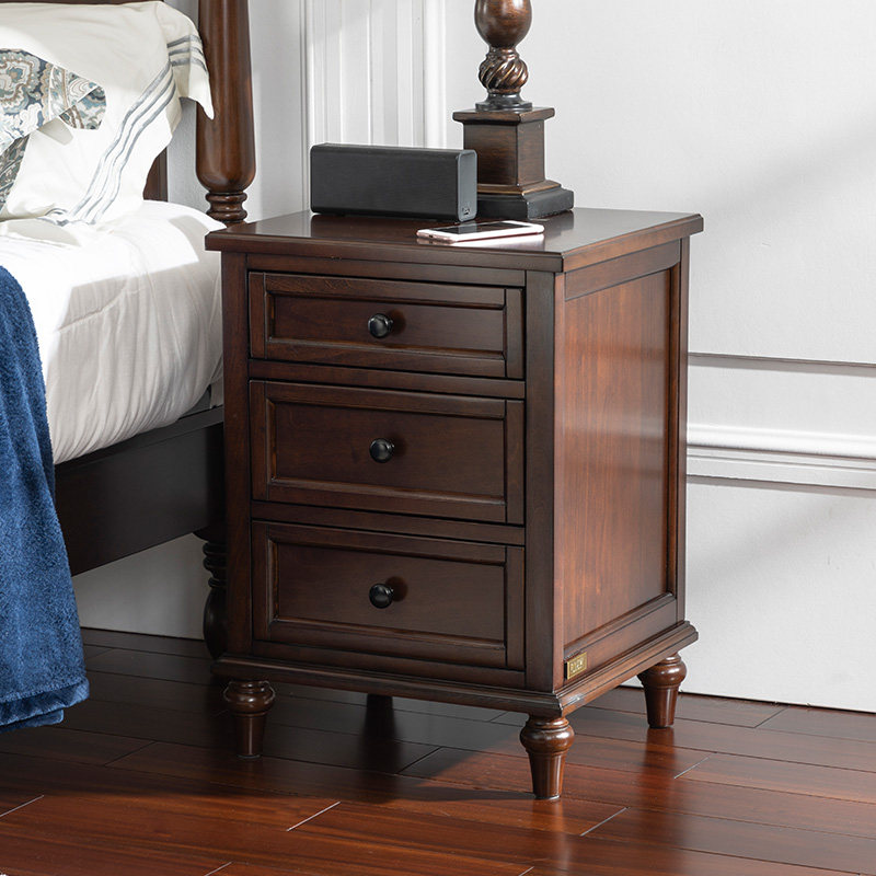 He Nian Meijia Bedroom bedside cabinet Locker Mini cabinet American Black Walnut small solid wood Parker bedside table