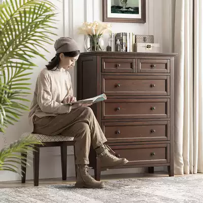 And Nan Meijia American full solid wood six-bucket cabinet living room storage cabinet drawer cabinet Cabinet six drawers