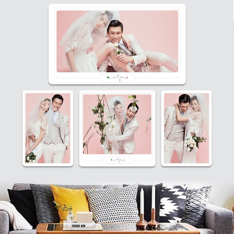 Marriage photo enlarge living room bedroom wedding photo frame hanging wall simple crystal album assembly eight pieces