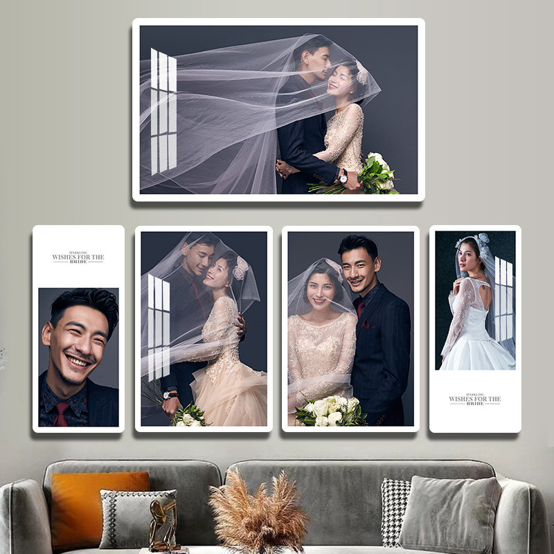 Photo studio high-end wedding photo enlargement photo hanging on the wall living room large size combination set custom bedroom crystal photo frame